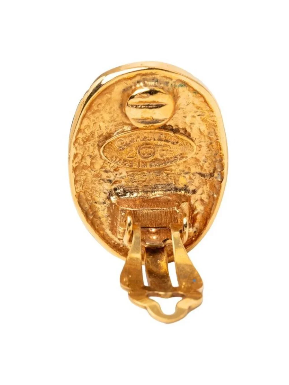 Chanel Vintage CC Logo Earrings Gold Plated